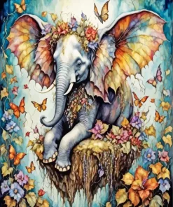 Fairy Elephant And Butterflies Art Diamond Painting