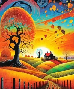 Fall Farm Art Diamond Painting