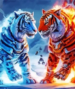 Fire And Ice Tiger Diamond Painting