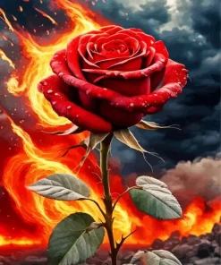 Fire Rose Art Diamond Painting