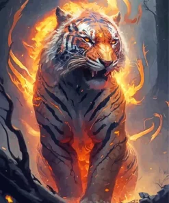 Flame Tiger Art Diamond Painting
