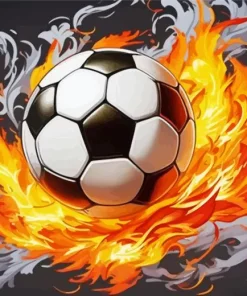 Flaming Soccer Ball Art Diamond Painting