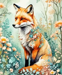 Floral Fox Art Diamond Painting
