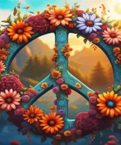 Floral Peace Sign Diamond Painting