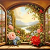 Floral Window Art Diamond Painting