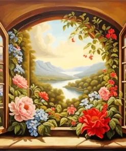Floral Window Art Diamond Painting