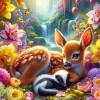 Flower Bambi Sleeping Art Diamond Painting