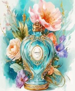 Flower Blue Perfume Bottle Diamond Painting
