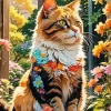 Flower Cat Animal Art Diamond Painting