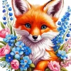 Flower Fox Animal Diamond Painting