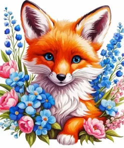 Flower Fox Animal Diamond Painting