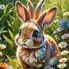 Flowers And Bunny Art Diamond Painting