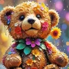 Flowers And Teddy Bear Diamond Painting