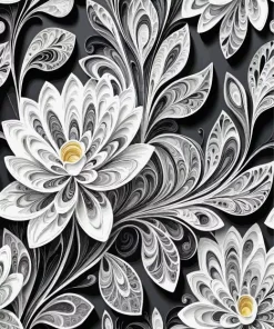 Flowers In Black And White Diamond Painting