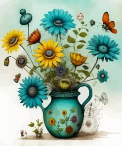 Flowers In Vase Art Diamond Painting