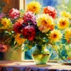 Flowers On A Window Ledge Art Diamond Painting
