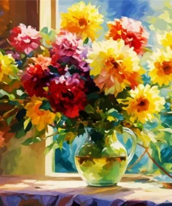 Flowers On A Window Ledge Art Diamond Painting