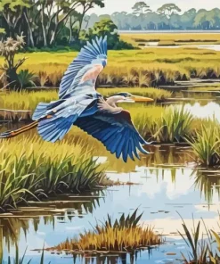 Flying Heron Art Diamond Painting