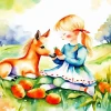 Foal And Little Girl Diamond Painting