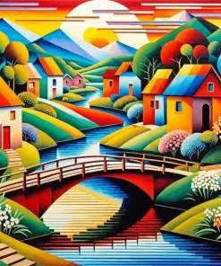 Folk Art Landscape Diamond Painting