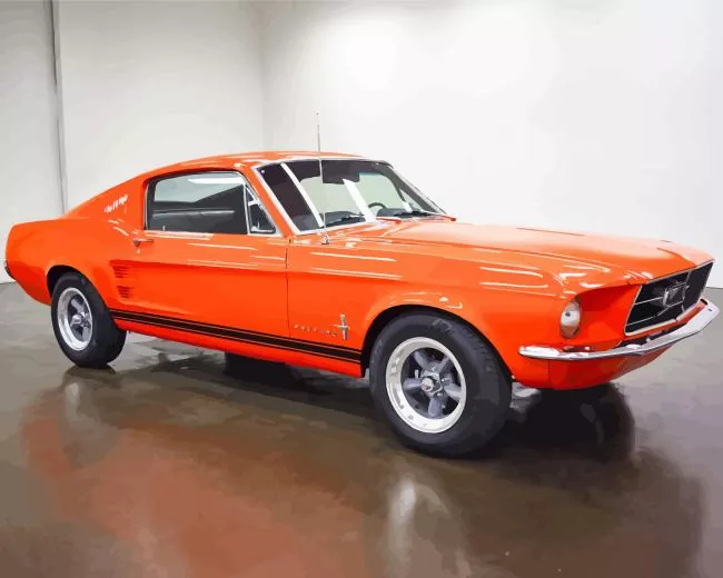 ford mustang 1967 orange Diamond By Numbers Ford Mustang 1967 Orange Diamond Painting