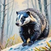 Forest Badger Animal Art Diamond Painting