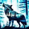 Forest With Wolf Art Diamond Painting