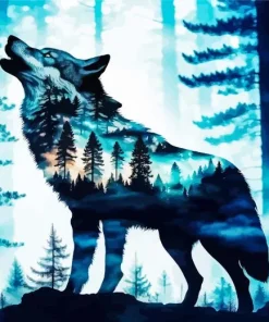 Forest With Wolf Art Diamond Painting
