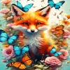 Fox Butterflies Diamond Painting