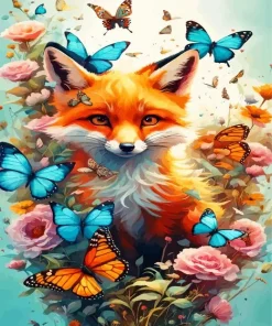 Fox Butterflies Diamond Painting
