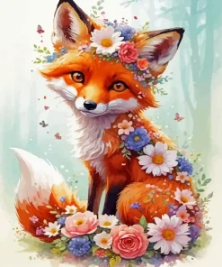 Fox Flower Art Diamond Painting