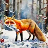 Fox In Snow Art Diamond Painting