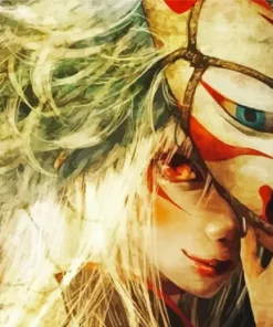 Fox Mask Anime Girl Diamond Painting