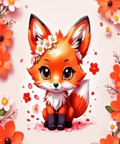 Fox With Flower Diamond Painting