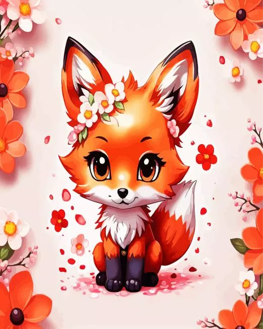 fox with flower Diamond Dotz Fox With Flower Diamond Painting