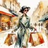 French Lady Shopping Diamond Painting