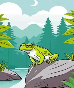Frog On A Rock Diamond Painting