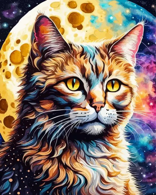 full moon and cat art Diamond Paintings Full Moon And Cat Art Diamond Painting