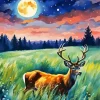 Full Moon And Deer Diamond Painting