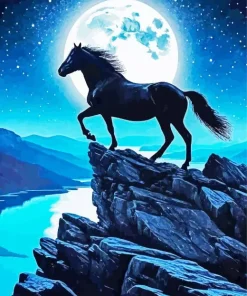 Full Moon Horse Silhouette Diamond Painting