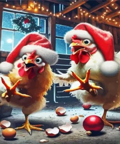 Funny Christmas Chicken Diamond Painting