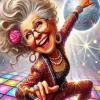 Funny Old Lady Dancing Art Diamond Painting