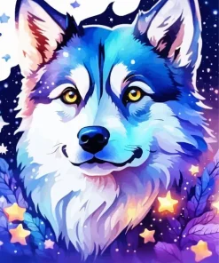 Galaxy Pomsky Diamond Painting