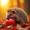 Hedgehog With Leaves Diamond Painting