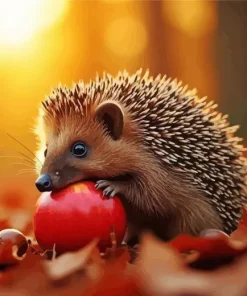 Hedgehog With Leaves Diamond Painting