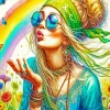 Hippie Beautiful Girl Diamond Painting