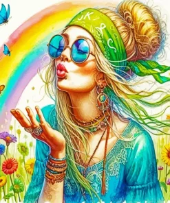 Hippie Beautiful Girl Diamond Painting
