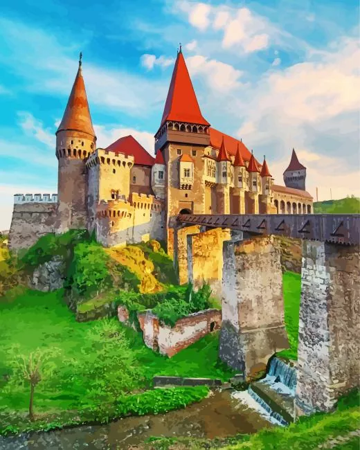 hunyad castle romania Diamond Paintings Hunyad Castle Romania Diamond Painting