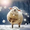 Lamb In Snow Diamond Painting
