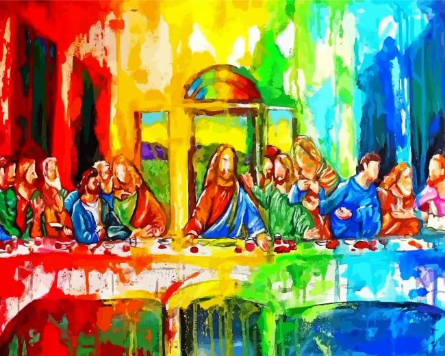 last supper abstract Diamond With Numbers Last Supper Abstract Diamond Painting